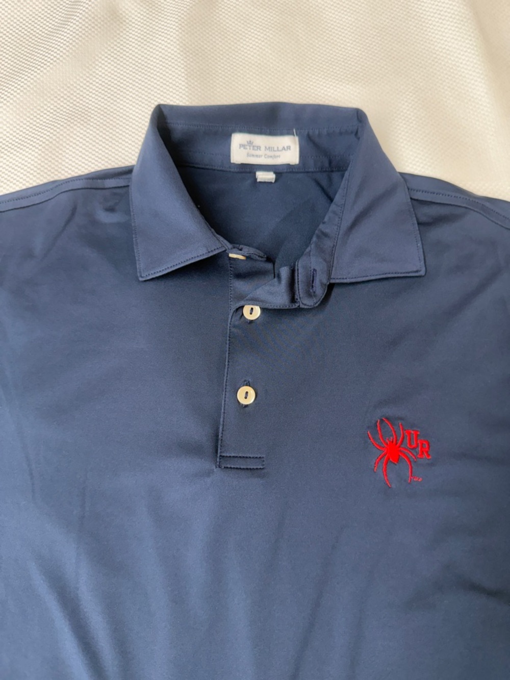 Peter Millar Navy Polo with Red Spider Emblem - Medium